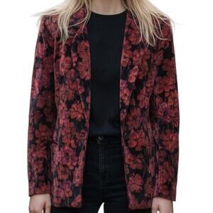 VINTAGE ELLIOT ANDREWS Women's Blazer Floral Textured Burnout Velvet sz 10